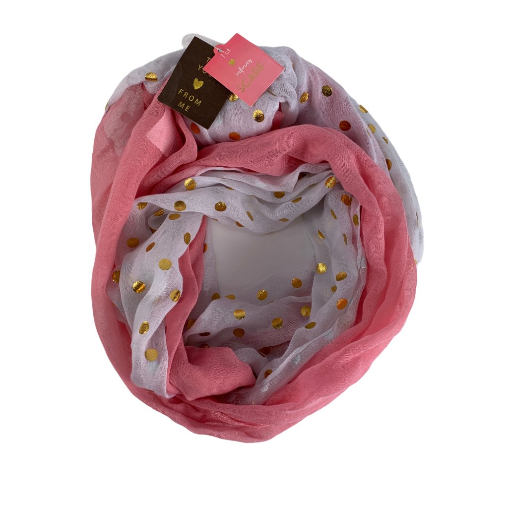 Nwt Pink Gold White Infinity Scarf
